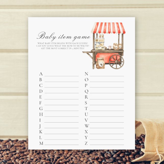 Coffee baby shower Baby Item Game (Von Creator hochgeladen)