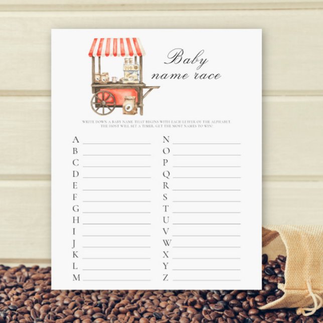 Coffee baby shower - Baby name race game (Von Creator hochgeladen)