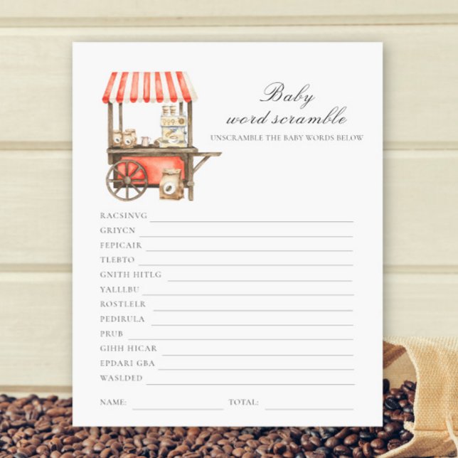 Coffee baby shower - Baby Word Scramble (Von Creator hochgeladen)