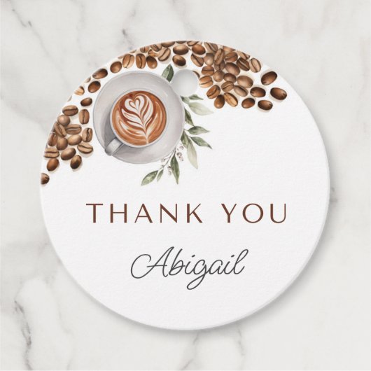 Coffee Baby Shower - ein Baby wird brauen Geschenkanhänger (Vorderseite)