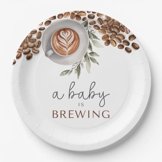 Coffee Baby Shower - ein Baby wird brauen Pappteller (Vorderseite)