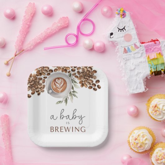 Coffee Baby Shower - ein Baby wird brauen Pappteller (Party)
