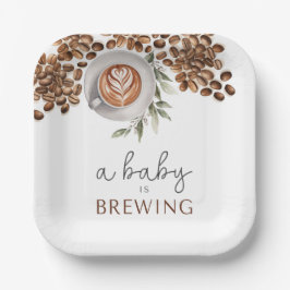 Coffee Baby Shower - ein Baby wird brauen Pappteller