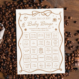 Coffee Baby Shower Finden Sie die Bingo Game Card Einladung