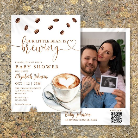 Coffee-Baby-Shower-Foto-QR-Code Einladung