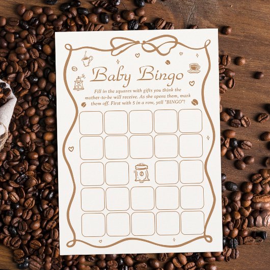 Coffee Baby wird Baby Shower Bingo Game Card Einladung