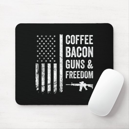 Coffee Bacon Guns & Dom - Bbq Grill Funny Gun Mousepad (Mit Mouse)