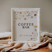 Coffee Bar Boho Wildblume Wedding Sign Poster