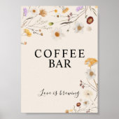 Coffee Bar Boho Wildblume Wedding Sign Poster (Vorne)