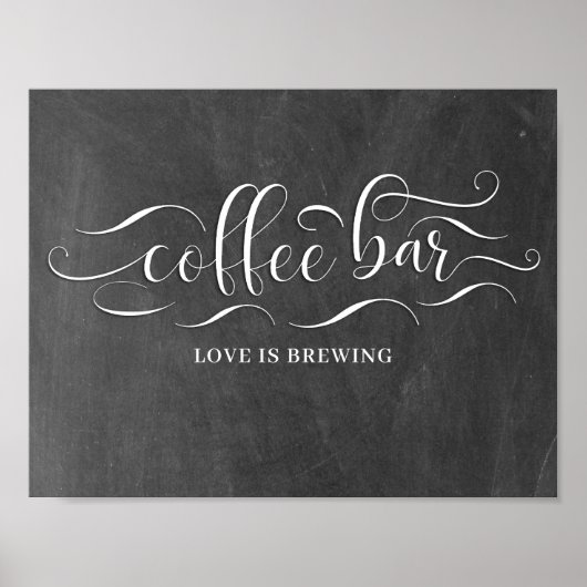 Coffee Bar Chalkboard Hochzeitstag Zeichen Poster (Vorne)