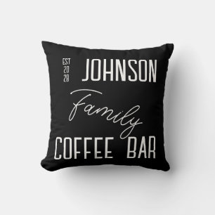 Coffee Bar Name Schwarz und Weiß Kissen