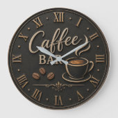 Coffee Bar Rustic Coffee Lover Station Gift Große Wanduhr (Vorderseite)