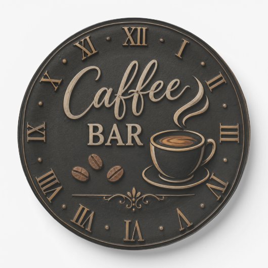 Coffee Bar Rustic Coffee Lover Station Gift Pappteller (Vorderseite)