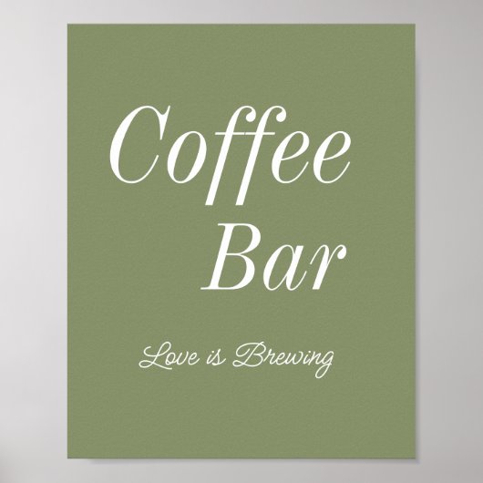 Coffee Bar Sage Green Polterabend Poster (Vorne)