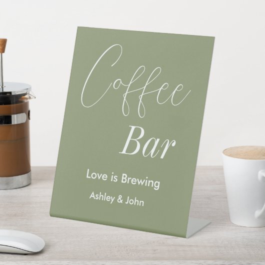 Coffee Bar Sage Green Polterabend Sockelschild (In SItu)