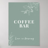 Coffee Bar Sage Green Wedding Sign Poster (Vorne)