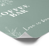 Coffee Bar Sage Green Wedding Sign Poster (Ecke)