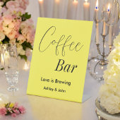 Coffee Bar Yellow Wedding Pedestal Schild