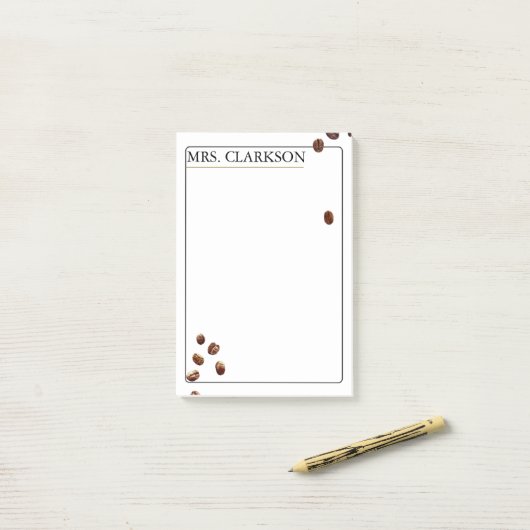 Coffee Bean Aesthetic Personalized Teacher gift Post-it Klebezettel (Auf Schreibtisch)