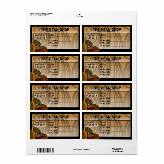 Coffee Bean Custom Coffee Labels (Vorne)