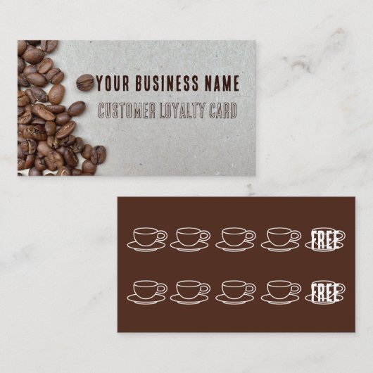 Coffee Bean Customer Loyalty Business Card Visitenkarte (Vorne/Hinten)
