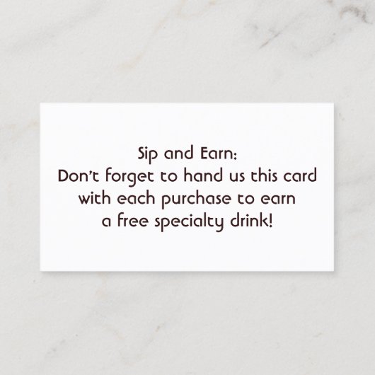 Coffee Bean Espresso Stand Loyalty Punch Card Treuekarte (Rückseite)