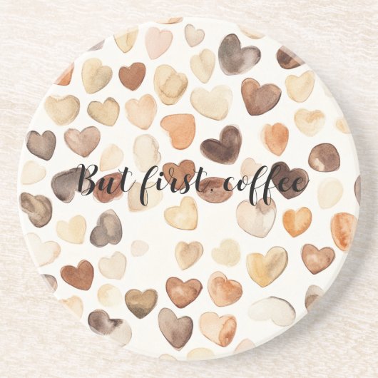 Coffee Bean Hearts Coffee First Getränkeuntersetzer (Vorne)