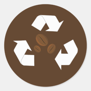 Coffee Bean Recycling Eco friendly Product Earth Runder Aufkleber