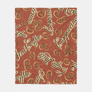 Coffee beans and typography written grunge seamles fleecedecke