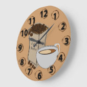 Coffee Beans Coffee Cup Round Wall Clock Große Wanduhr (Winkel)