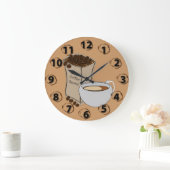 Coffee Beans Coffee Cup Round Wall Clock Große Wanduhr (Zuhause)