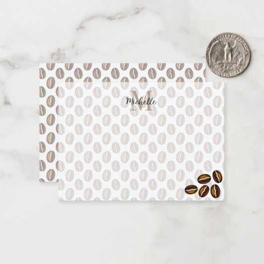 Coffee Beans Coffee Lover Monogram Mitteilungskarte (Vorderseite/Rückseite Beispiel)