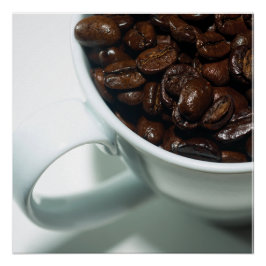 Coffee Beans in White Cup Close-Up Poster