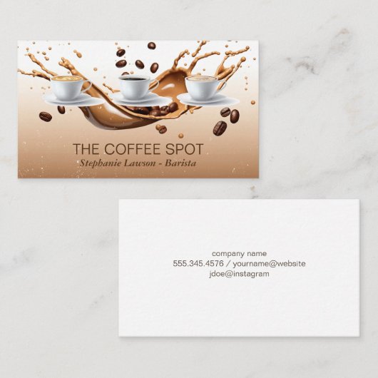 Coffee Beans Splash | Cup of Java Visitenkarte (Vorne/Hinten)
