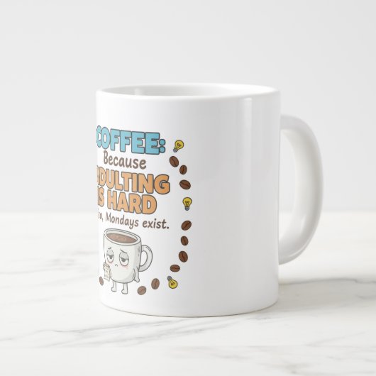 Coffee Because Adulting is Hard Jumbo-Tasse (Vorderseite Rechts)