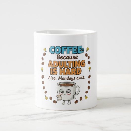 Coffee Because Adulting is Hard Jumbo-Tasse (Vorderseite)