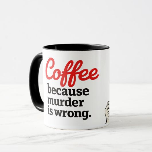 Coffee Because Murder Is Wrong Funny Retro Mug Tasse (Vorderseite Links)