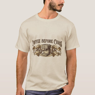 Coffee Before Chaos Vintage Espresso-Maschine Illu T-Shirt