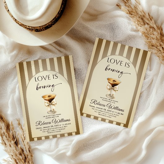 Coffee Beige Espresso Martini Bow Bridal Shower Einladung