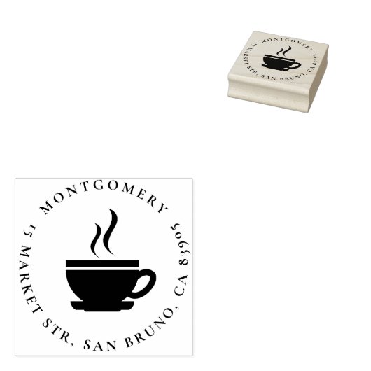 Coffee | Benutzerdefinierter Familienname & Round- Gummistempel (Stempel)