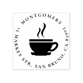 Coffee | Benutzerdefinierter Familienname & Round- Gummistempel