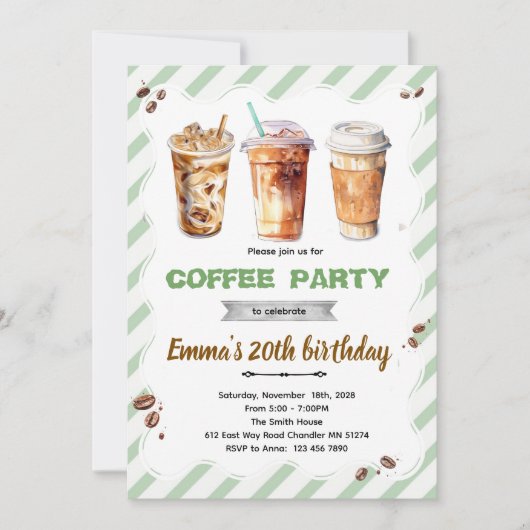 Coffee Birthday Invitation Einladung (Vorderseite)