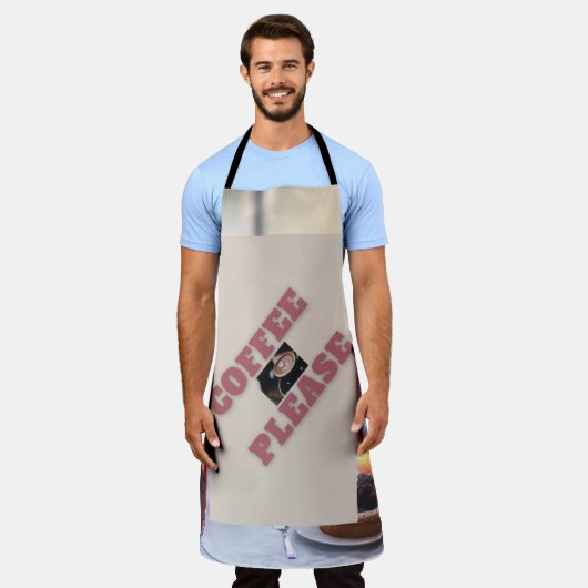 "Coffee-Bitte"-Designer Unisex Cooking-Taille Schürze (Getragen)