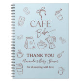 Coffee Blue Bow Cafe Bebe Baby Shower Guest Book Notizblock (Vorderseite)