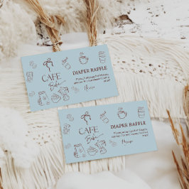 Coffee Blue Bow Cafe Bebe Boy Baby Shower Diaper Begleitkarte