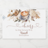 Coffee Boho Floral Brautparty Schaumweinetikett (Einzelnes Label)