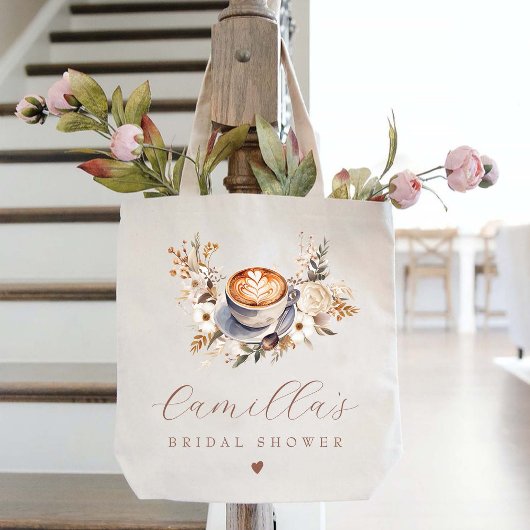 Coffee Boho Floral Brautparty Tragetasche
