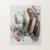 Coffee Boho Floral Green Brown Wasserfarbe Puzzle (Vertikal)