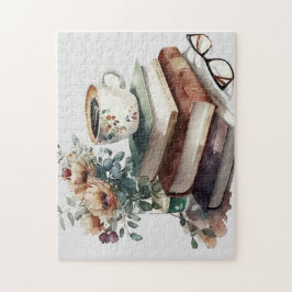 Coffee Boho Floral Green Brown Wasserfarbe Puzzle