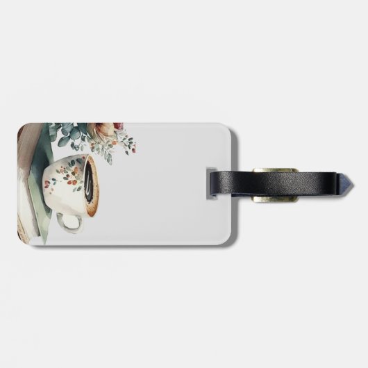 Coffee Boho Floral Watercolor Gepäckanhänger (Rückseite horizontal)